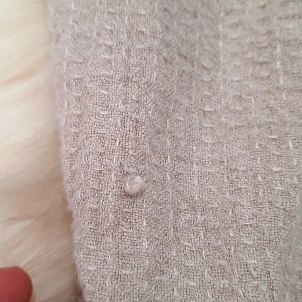 FLAX Cotton Neutral Fitted Longsleeve Button Front Blouse - Picture 5 of 5